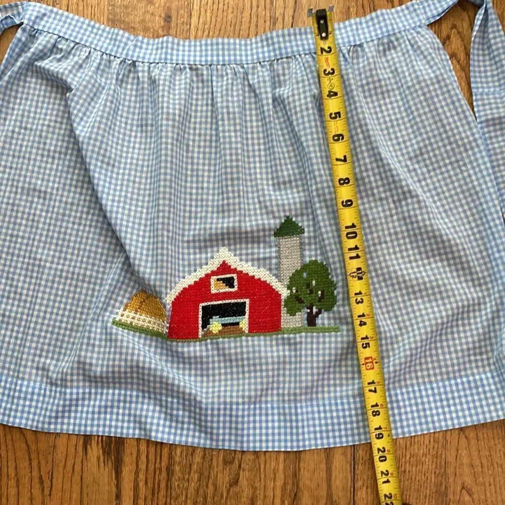 Handmade Cross Stitch Gingham Country Grannycore Apron